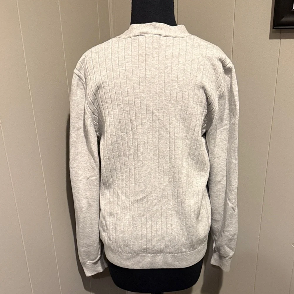 Lacoste Women's Gray Botton Down Ribbed Preppy Golf Office Cardigan Sweater